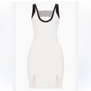 Heiress Beverly Hills white with black trim/rhinestone detail mini dress XXS